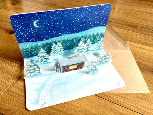 3D-Karte Pop-up-Karte Haus im Schnee Gollnow
