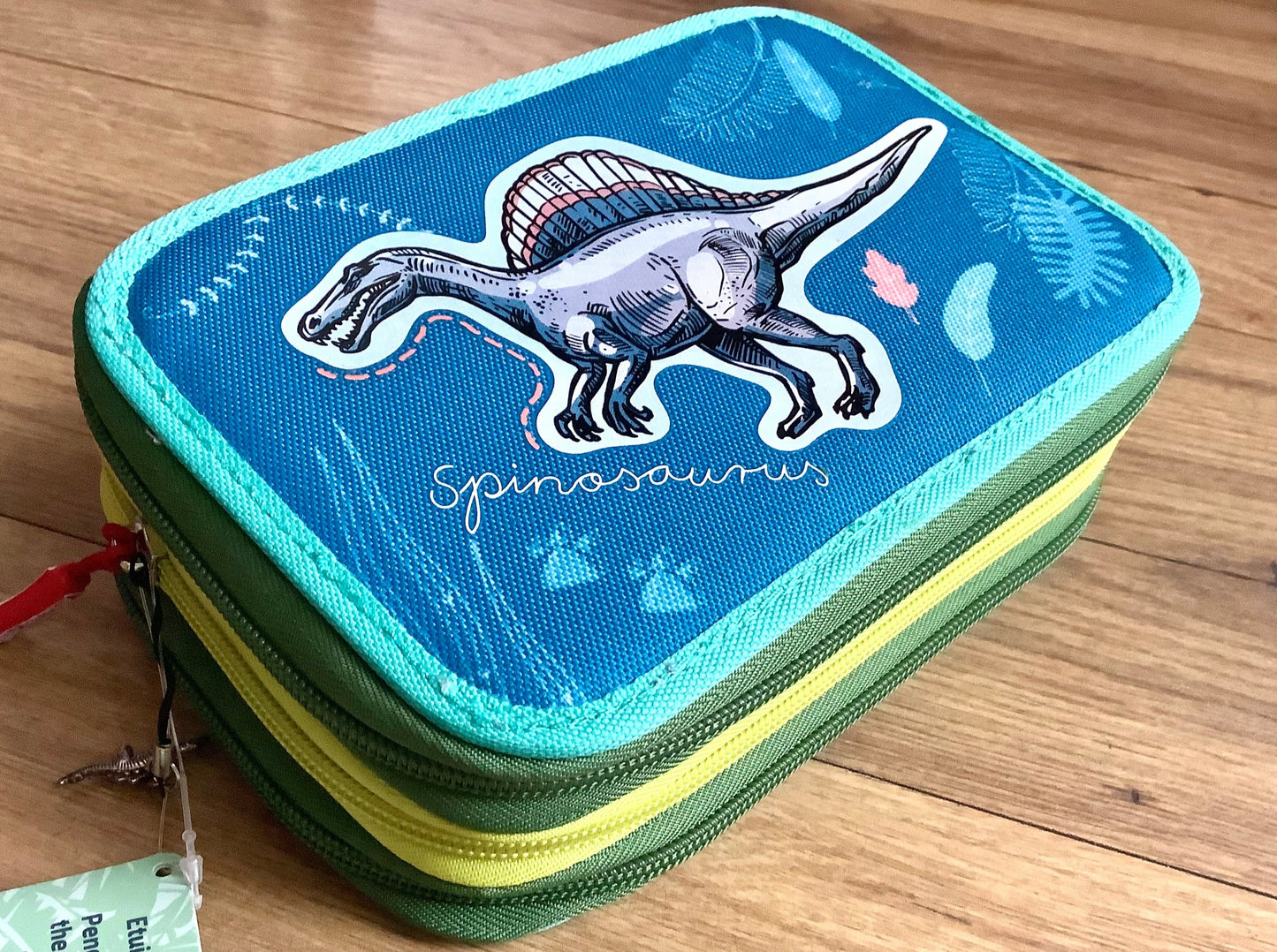 Schul-Etui Dino XL gefüllt 3 Reißverschlüsse BRUNNEN