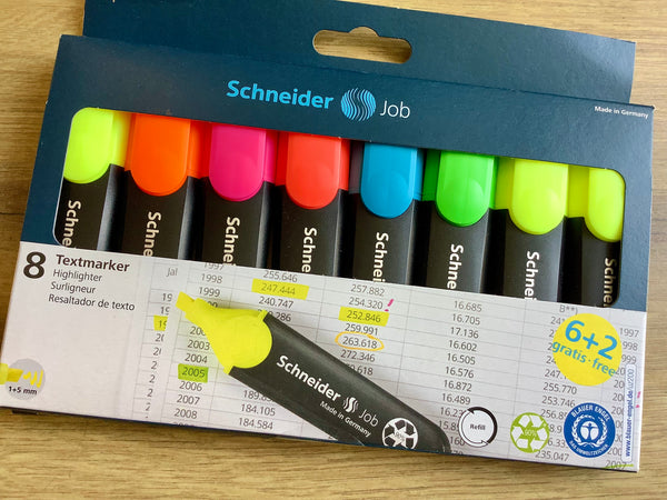 Textmarker Set 6+2xgelb gratis 90% recycelt