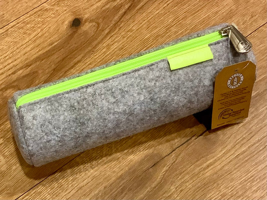 Stiftetasche Recycling-Filz grau-neongrün 22cm