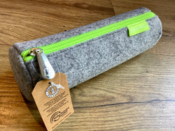 Stiftetasche Recycling-Filz grau-neongrün 22cm