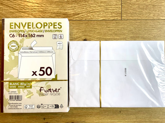 C6-Kuverts 50St. recyclingweiß 80g HK forever