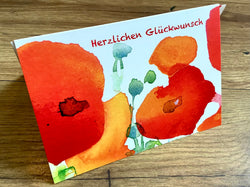 Briefkarte Mohn Herzlichen Glückwunsch