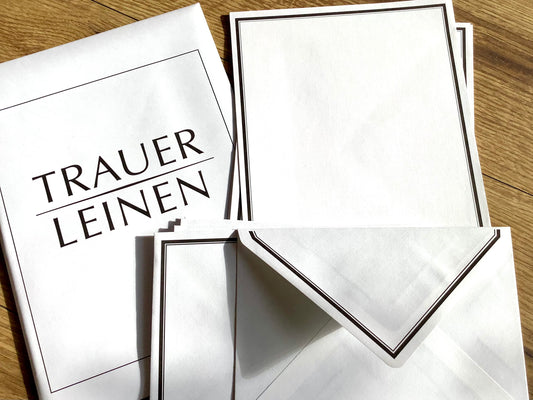 Trauerpost Set 5x A5-Karten / 5x C6-Kuverts ("Leinen")