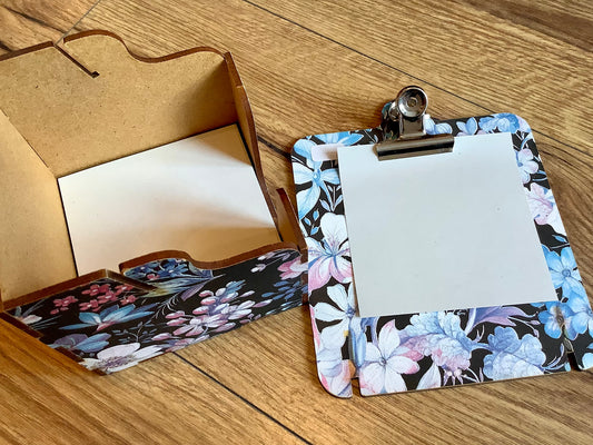 Zettelbox + Mini-Klemmbrett Sasson floral