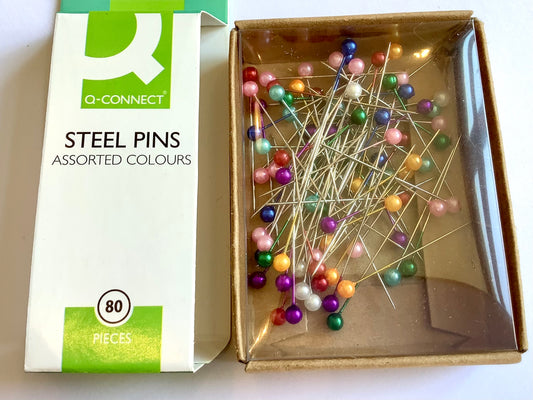 Stecknadeln 80St bunt 3mm-Kopf