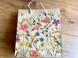 Geschenktasche Graspapier Blumen 23x20cm