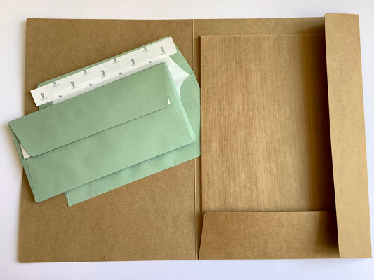 Briefpapier-Set 10xA4 10DL braun / eukalyptus
