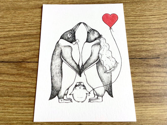 Postkarte Pinguinliebe Hochzeit (Ligarti, Bambus)