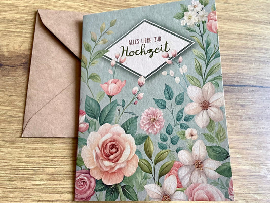 Briefkarte 10x14 Alles Liebe zur Hochzeit