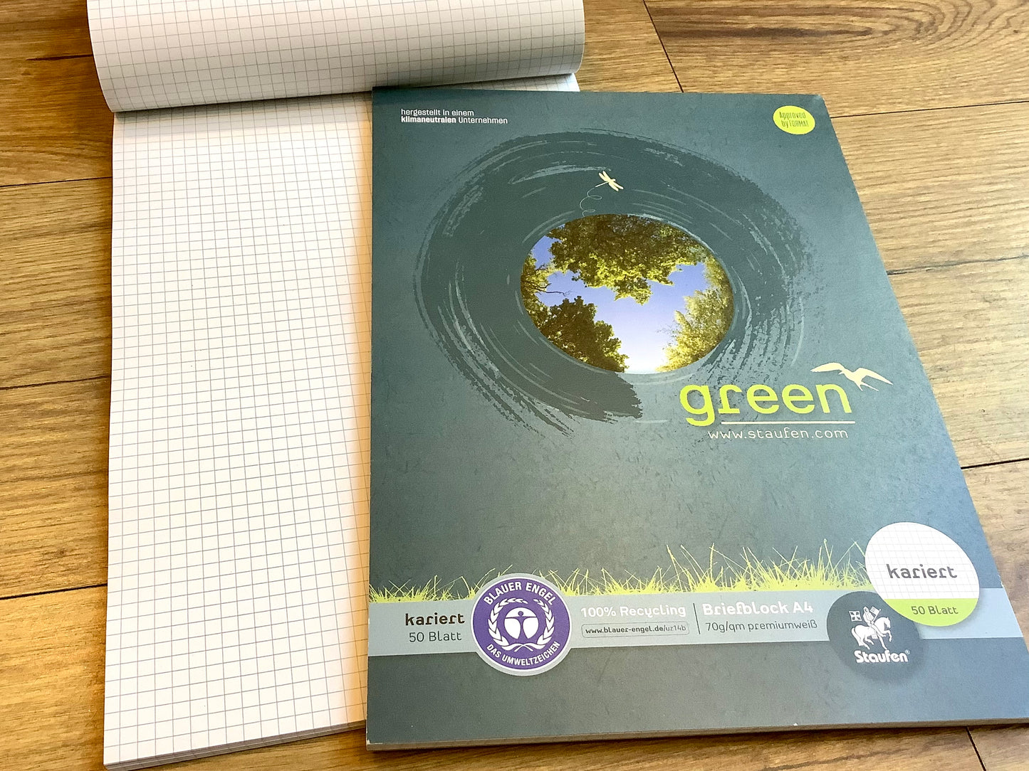 Briefblock A4 kariert 50Bl. Green recycelt