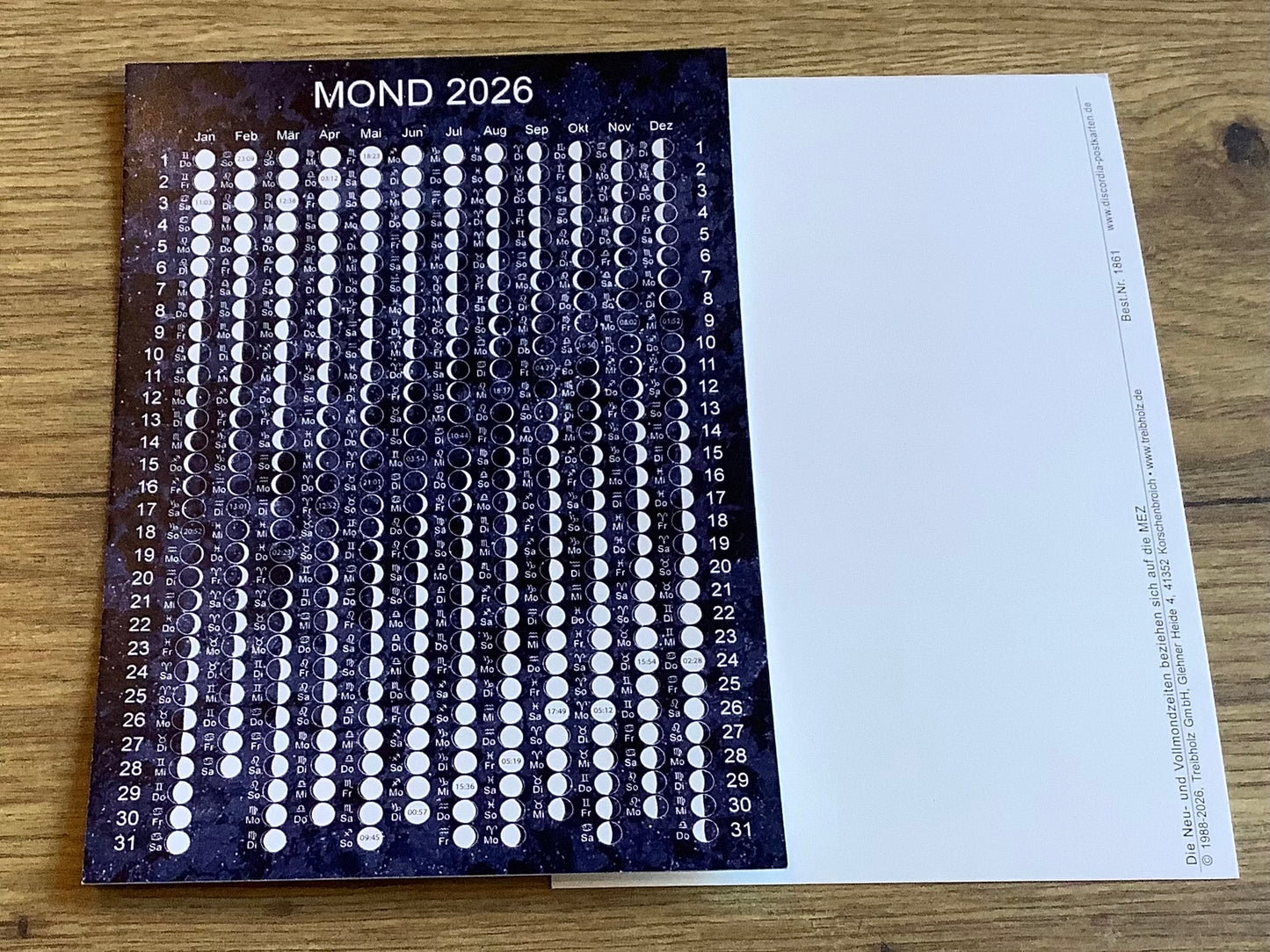 Mondkalender Postkarte A6 2026