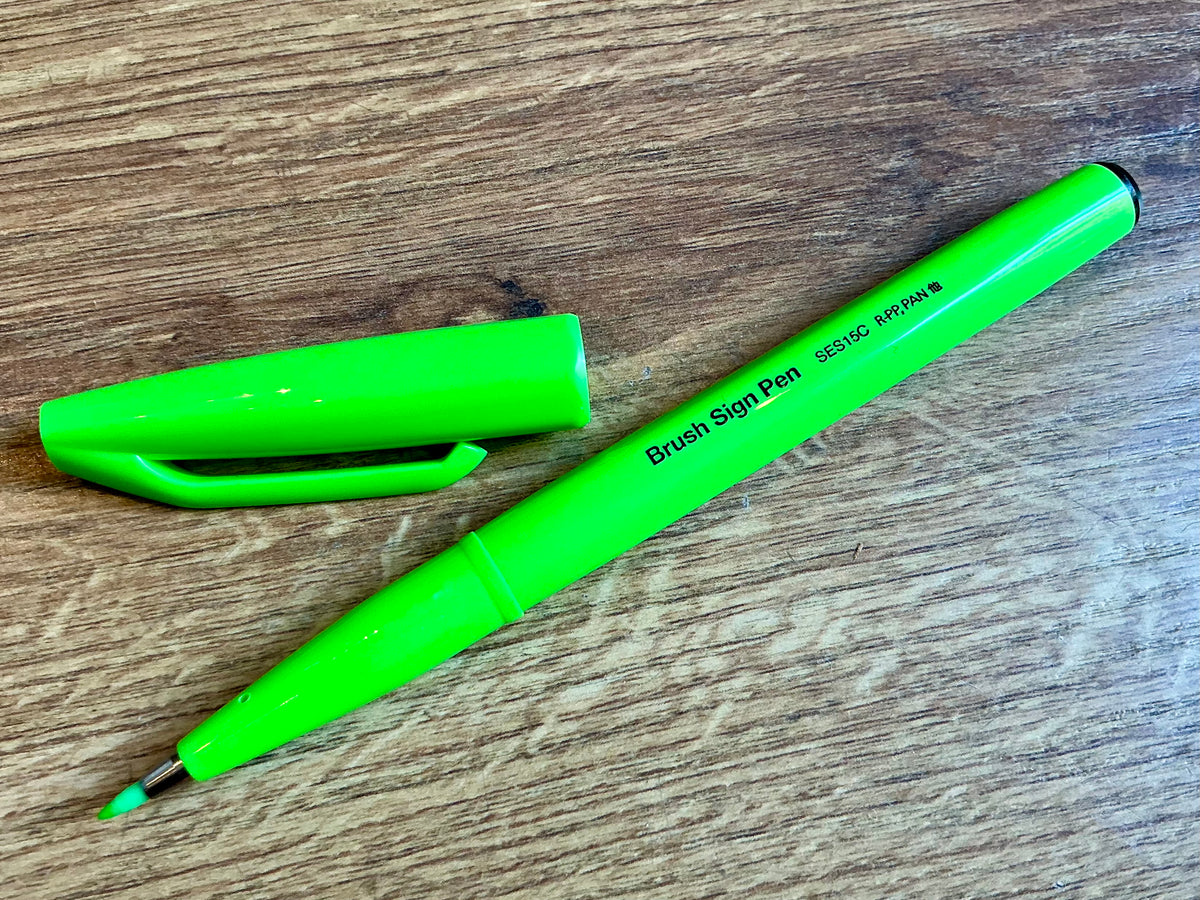 Pentel brush sign pen neon grün