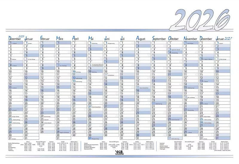 Wandtafelkalender A3 2026