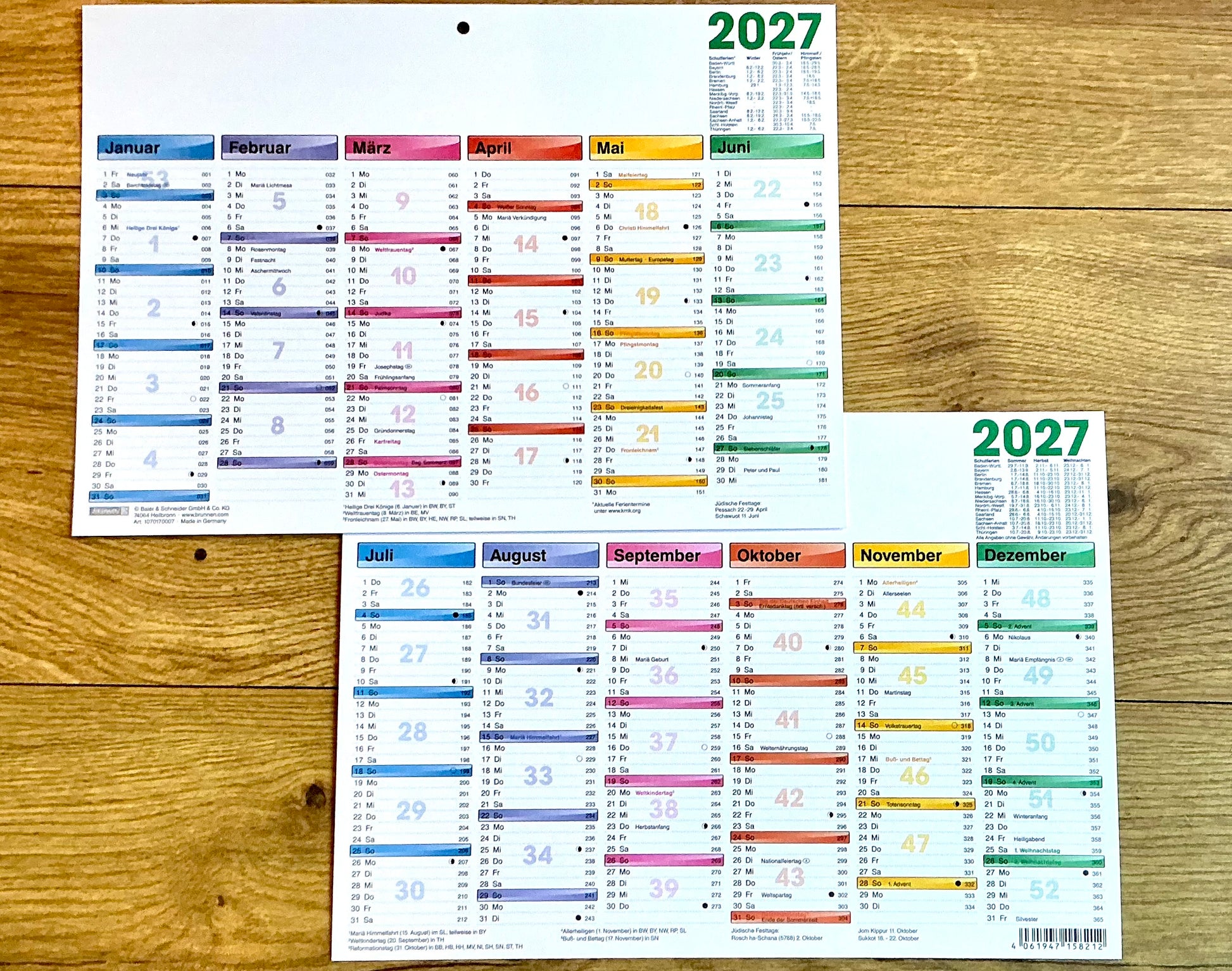 Tafelkalender A4 Brunnen 6M pro Seite 2027