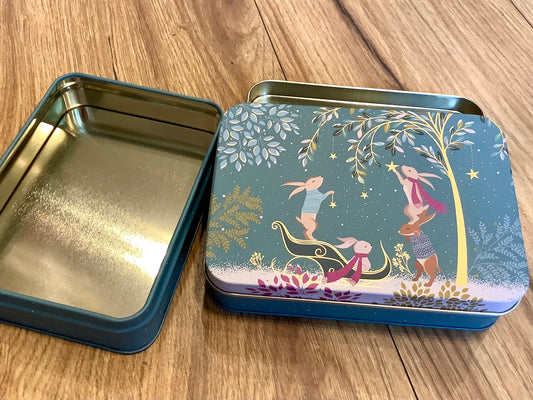 Blechdose 14x10x4cm Sara Miller X-Mas-Hasen