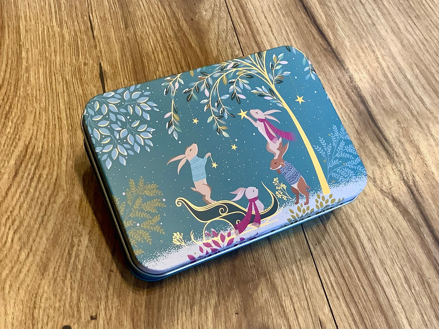 Blechdose 14x10x4cm Sara Miller X-Mas-Hasen