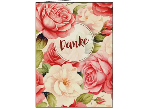 Briefkarte 10x14 Danke Rosen (Zuckerrohrpapier)