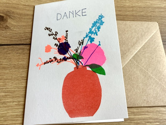 Briefkarte DANKE Blumen SJJ A6 - Polly Paper - Umweltfreundliche Schreibwaren