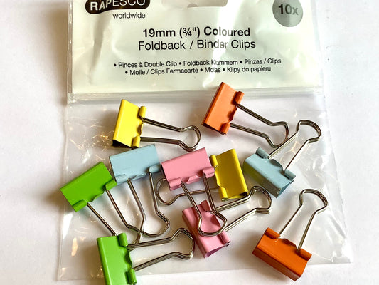 Foldback Clips Farbmix pastell 19mm rapesco 10St.