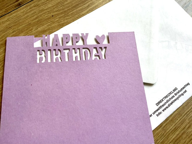 Klappkarte Happy Birthday gestanzt A6 / DIN lang