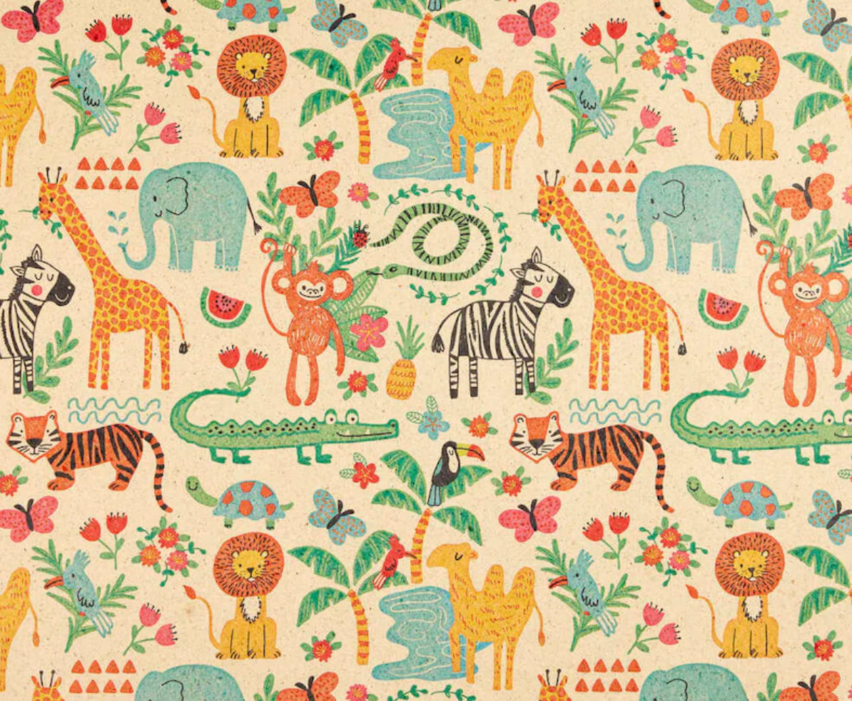 Geschenkpapier Graspapier Tiere 50cm 20m Rolle