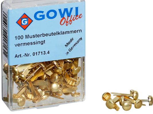 Musterbeutel-Klammern 100 Rundkopf gowi