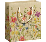 Geschenktasche Graspapier Blumen 23x20cm