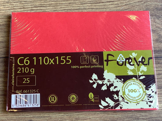 Postkarten rot 25St. forever C6 210g/m²