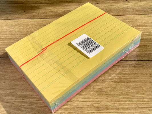 linierte Karteikarten in 4 Farben sortiert aus recyclingpapier