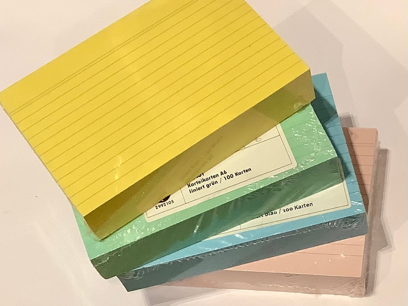 Karteikarten liniert A6 farbig 100Bl recycelt