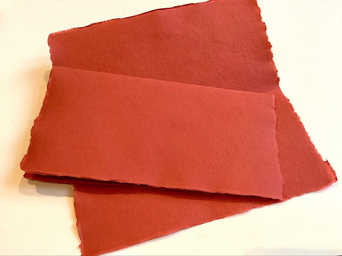 Bütten-Karte DL 10x21 ziegelrot l'Oliver handgeschöpft