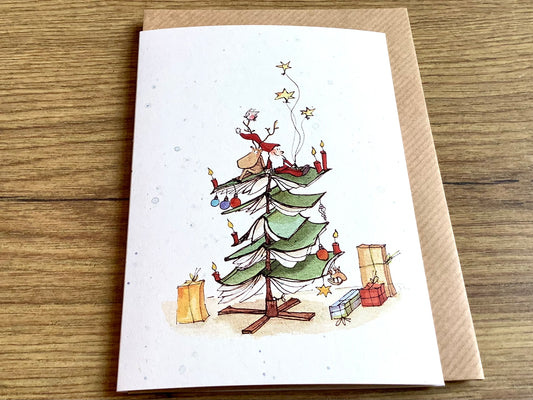 Briefkarte Bücherbaum Weihnachten (Erichsen)