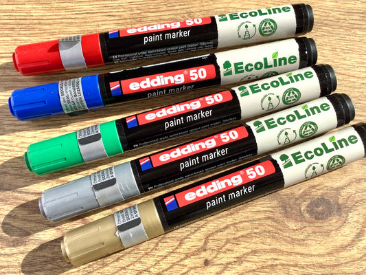 Nachfüllbarer Lackmarker von edding ecoline in rot, blau, grün, silber oder gold