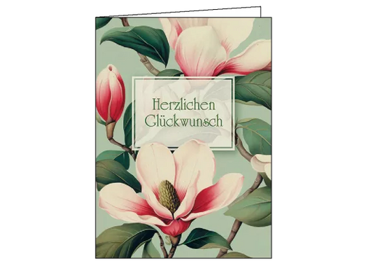 Briefkarte 10x14 Herzlichen Glückwunsch (Magnolien)