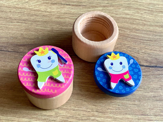 Holz-Milchzahndose Zahnfee 4cm