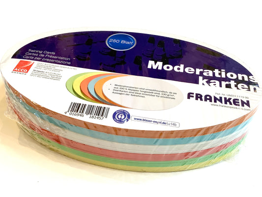 Moderationspapier oval 250Bl. 6 Farben 11x19 130g