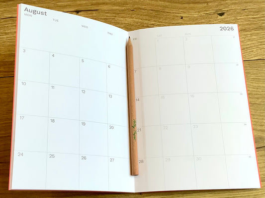 Monatsplaner A5 rot Octàgon Design Kalenderheft 2026