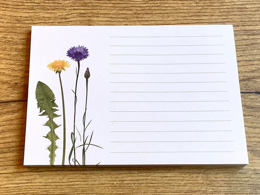 Notizblock A6 Löwenzahn + Kornblume RC („Zwiebelblüher“)