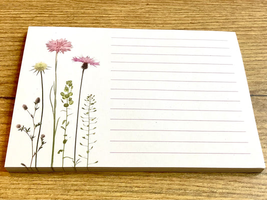 Notizblock A6 "Flockenblume" liniert RC-Papier („Zwiebelblüher“)
