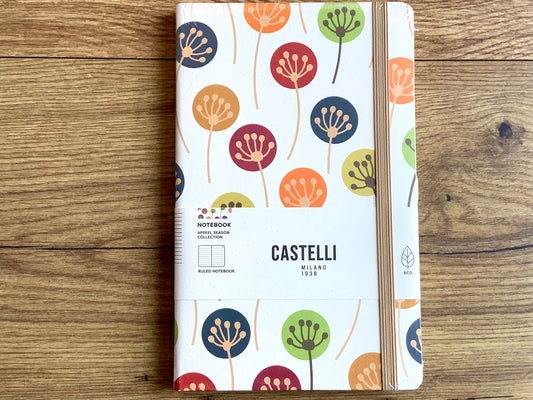 Hardcover-Notizbuch aus Italien - bunte Kreise / Blüten auf dem Cover