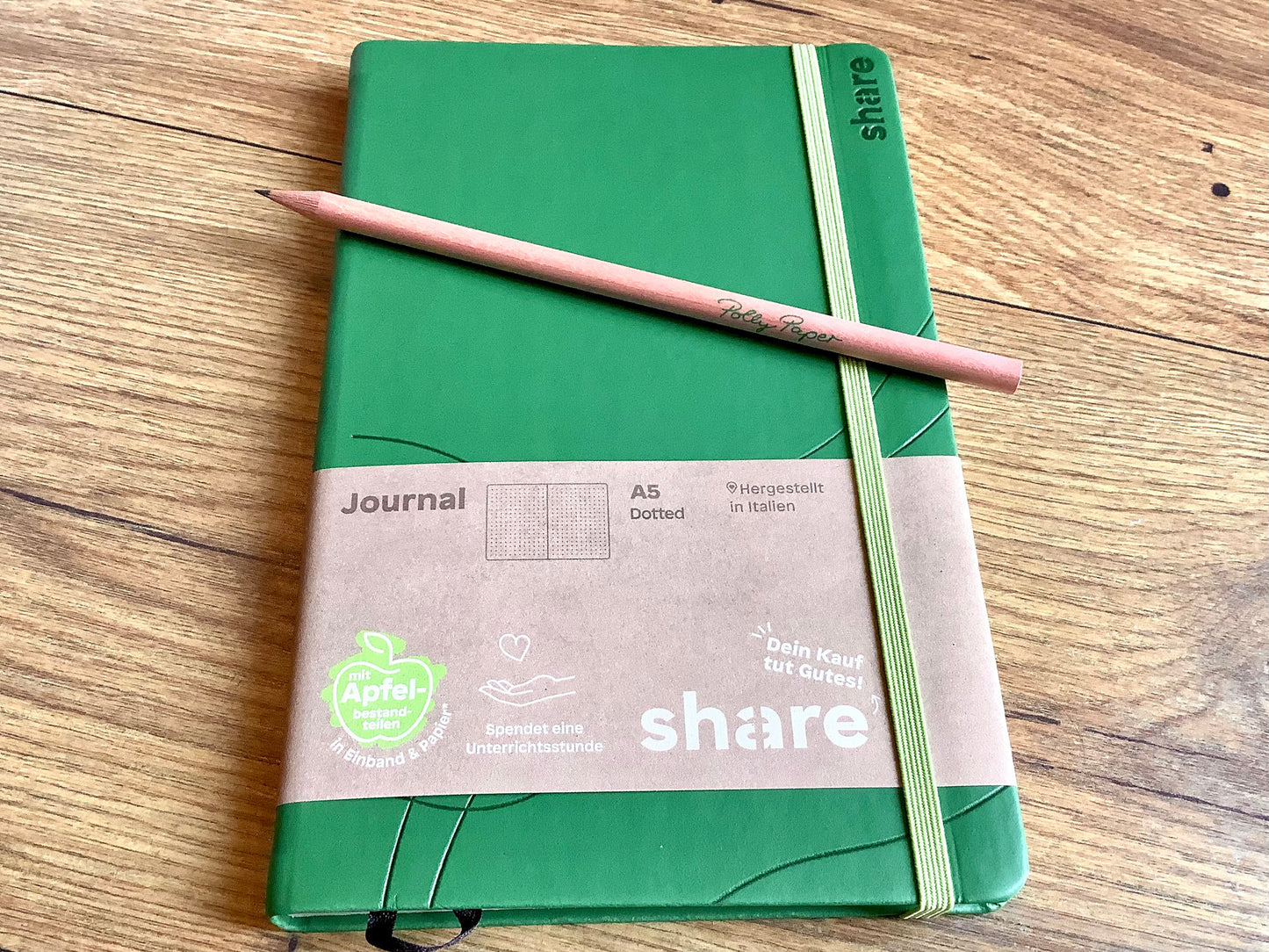 Notizbuch A5 Punktraster grün Share Gummizug