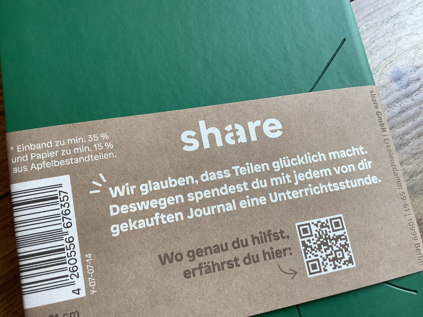 Notizbuch A5 Punktraster grün Share Gummizug