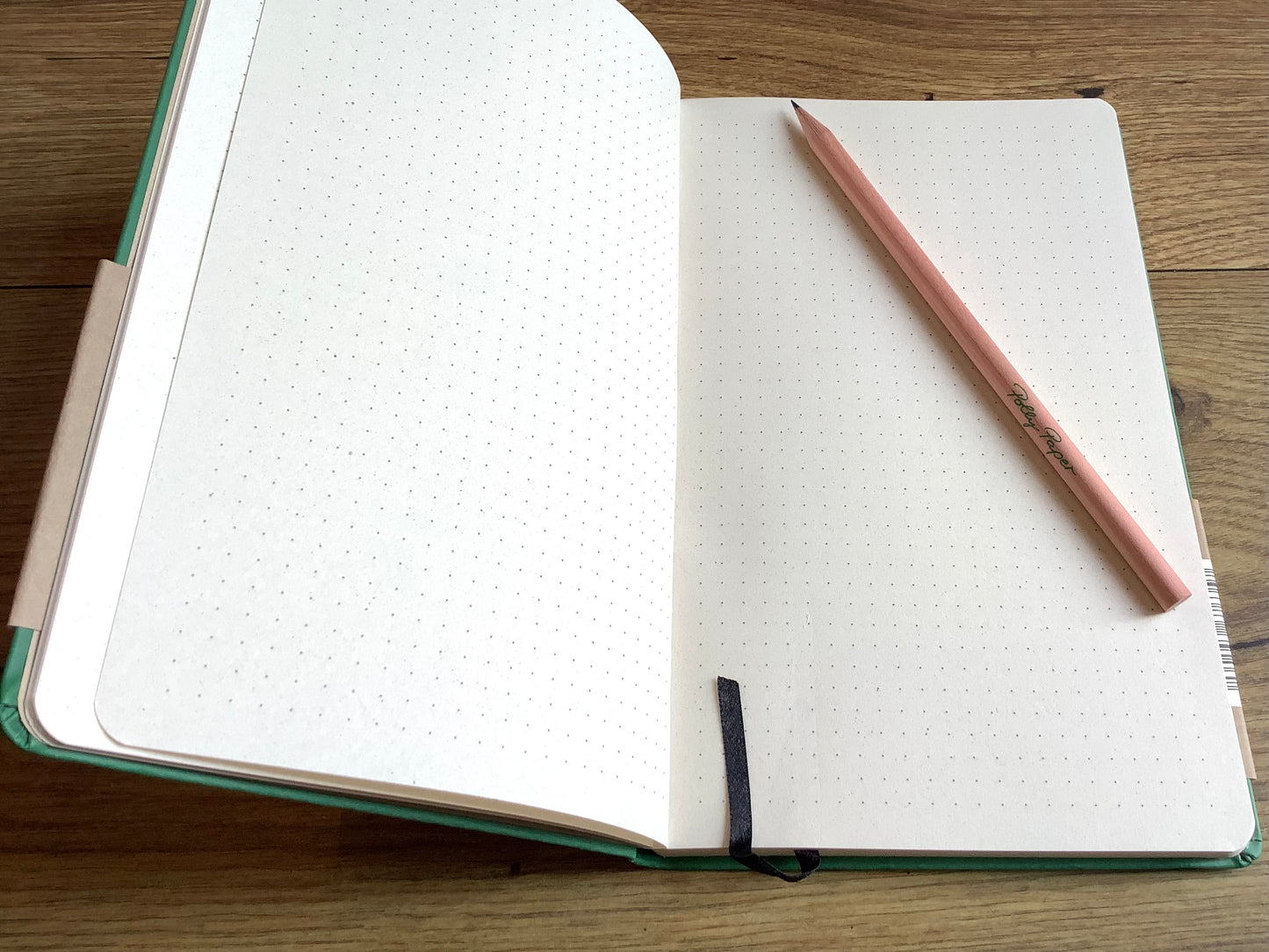 Notizbuch A5 Punktraster grün Share Gummizug