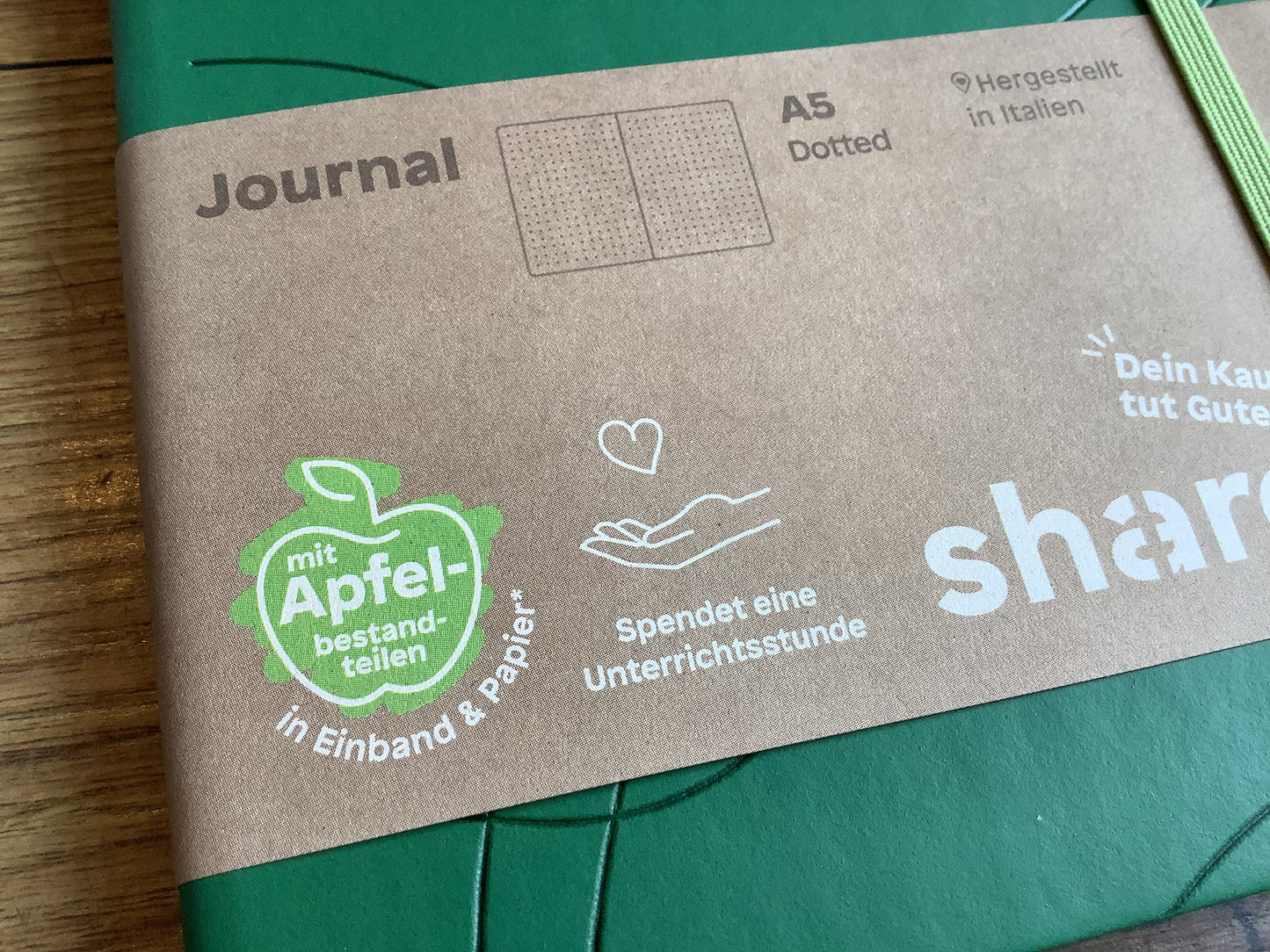 Notizbuch A5 Punktraster grün Share Gummizug