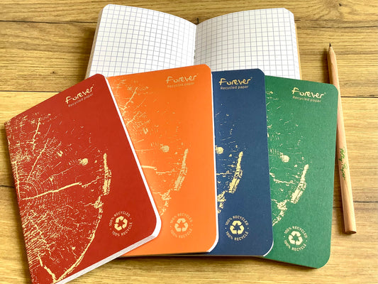 Kleines kariertes Notizheft in 4 Farben aus Recyclingpapier von Clairefontaine