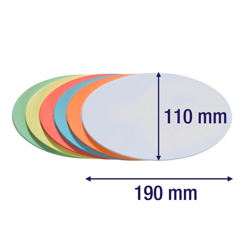 Moderationspapier oval 250Bl. 6 Farben 11x19 130g