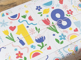 Postkarte Zahlen 0-9 Bow & Hummingbird
