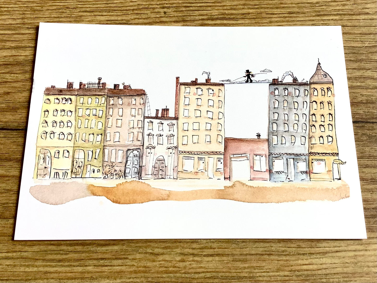 Postkarte Schornsteinfeger auf Wolken über Berlin (Erichsen)