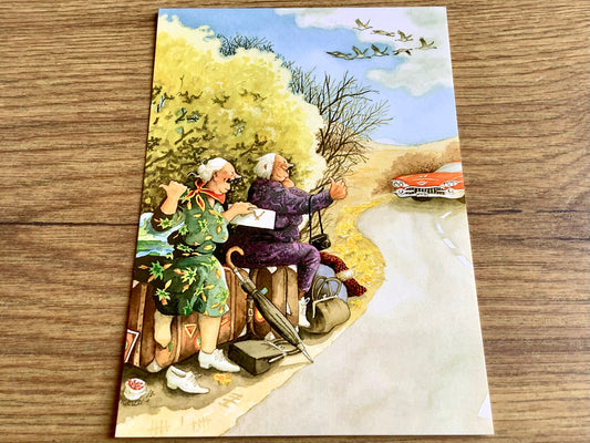 Postkarte Löök Frauen fahren per Anhalter